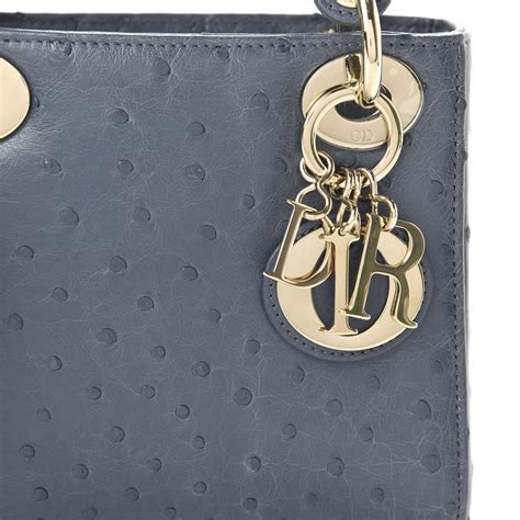 CHRISTIAN DIOR Ostrich Mini Lady Dior Dark Grey.